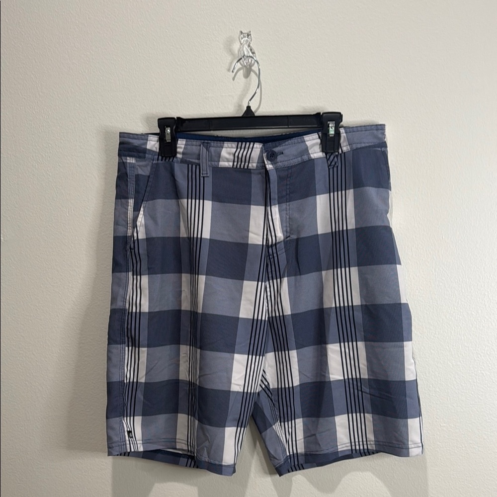 MICROS Plaid Blue and White Men's Swim Board Shorts